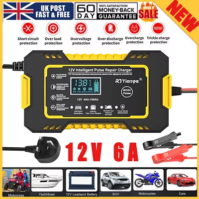 Car Battery Charger 12V -6A Fast Charger Automatic Smart Pulse Repair AGM/GEL UK • £14.99