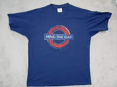 London Underground Train System Official T Shirt Mind The Gap Large Blue Tourism • $17.99