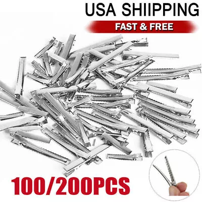 Silver Single Prong Alligator Metal Clips W/ Teeth 1.75  Hair Bow Clips Bulk US • $17.94