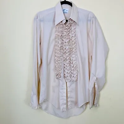 After 6 Tuxedo Shirt M4 Beige 15 151/2 Vintage Ruffle • $55.99