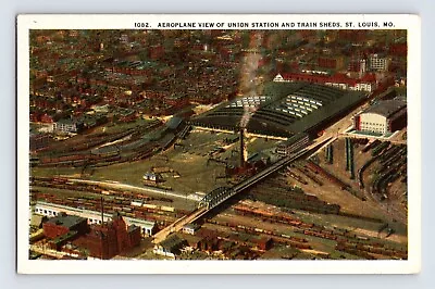 Postcard Missouri St Louis MO Union Railroad Train Station Depot Aerial 1930s • $6