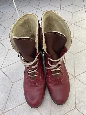 £3 • Buy Gabor Burgundy Boots With Fur Lining Size 4