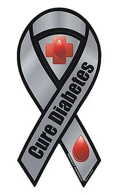 Magnetic Bumper Sticker - Diabetes Awareness - Ribbon Shaped Support Magnet • $7.99