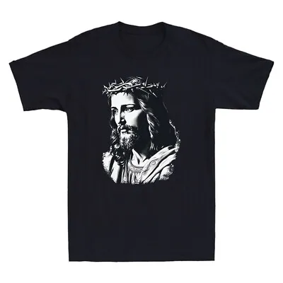Jesus With Christ Crowns Of Thorns Funny Christian Gifts Vintage Men's T-Shirt • $16.99