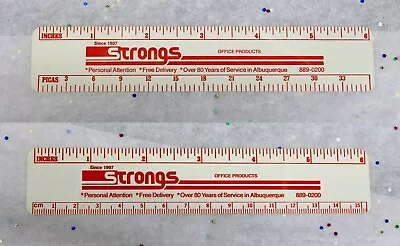STRONGS Vintage Ruler Defunct NM Company • 6-Inch/36 Pica/15.2 Centimeter Scales • $5