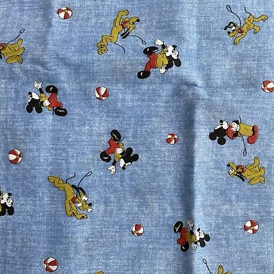 Vintage Mickey Mouse Pluto Fabric Walt Disney Productions 42 X75  2 Yards READ • $29.90