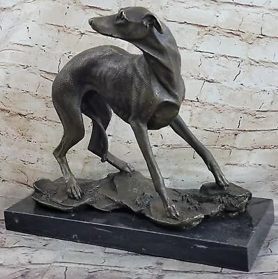 Vintage Bronze Metal Greyhound Whippet Dog Statue Sculpture Figurine Artwork Art • $279.65