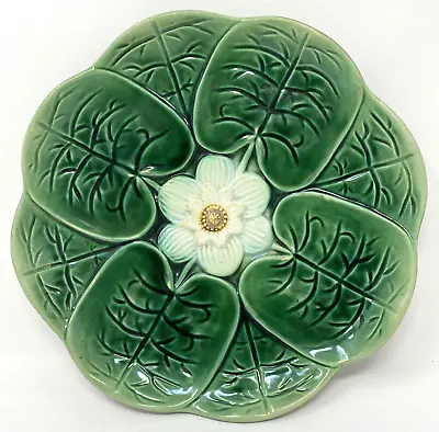 Antique Adams And Bromley  Majolica  9.38  Green Plate Pond Lily C. 1890's • $175
