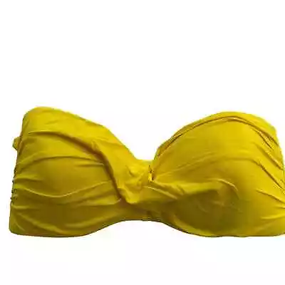 Island Goddess La Blanca Bandeau Back Tie Bikini Swimsuit Top Yellow Size 10 • $18.95
