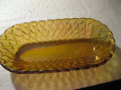 Vintage Iridescent Amber Indiana Glass Pretzel Dish  • $9.99