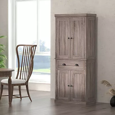 Traditional Colonial Freestanding Kitchen Pantry Cupboard Storage Cabinet Brown • £169.99