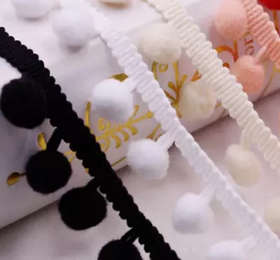 £2.49 • Buy 1 Yards 15mm Pom Pom Trim Plush Ball Lace Trimming Edge DIY Crafts Decor