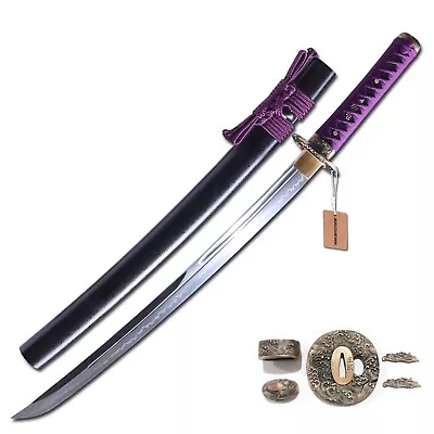 MURASAME Wakizashi Sword Clay Tempered T10 Steel Unkubi-Zukurai Real Razor Sharp • $199.99