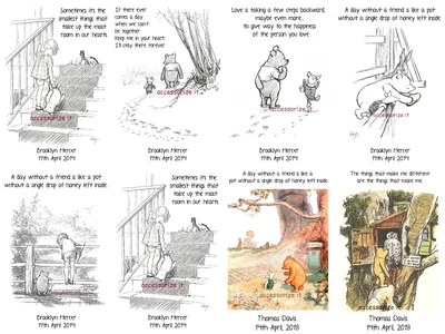 £3.25 • Buy A4 Personalised Winnie The Pooh Sketch Wall Print Nursery*New Baby* Christening