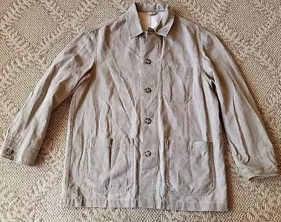 Stanley Burtin Canvas Chore Shirt Jacket Button-up Made In Paris LARGE KHAKI  • $75