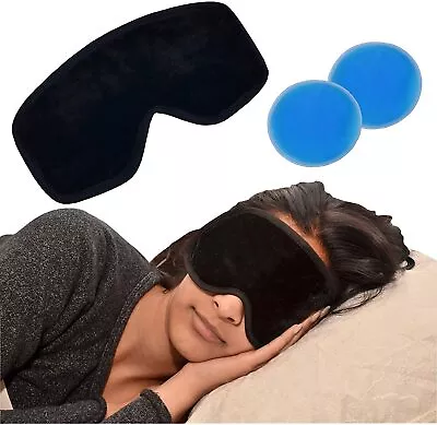 Gel Eye Mask Cooling Cold Pads Reusable Migraine Relief Soothing Headache Puffy • £8.89