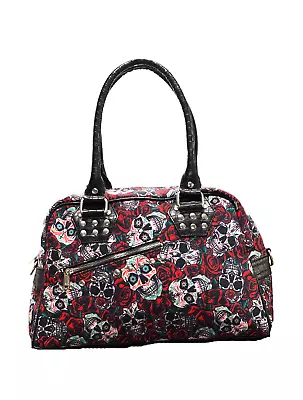 £34.99 • Buy Vintage Skull Roses Stud Zip Handbag Shoulder Bag Rockabilly Goth Punk Emo Gift