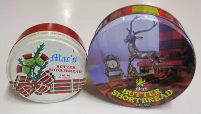 Mac's Butter Shortbread - Two X Empty Collectable Vintage Tins - Small And Large • $24.95