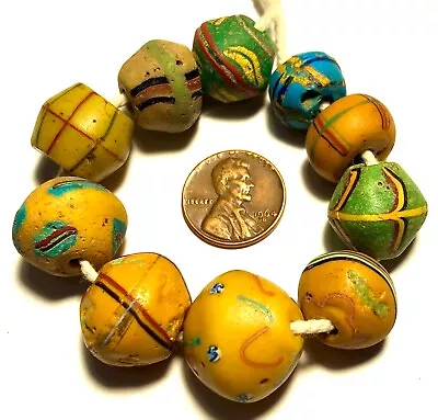 10 Various Antique 1800s-1900s Venetian King Glass Beads Traded In West Africa • $60