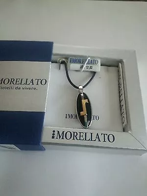 Morellato Ciondolo Pendant Onyx 18kt Gold And Steel 17  Leather String 925 Claw • $24.99