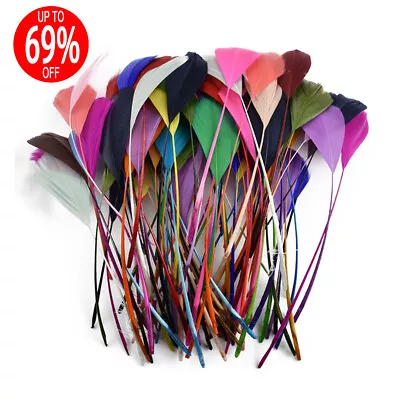 5X Long Fascinators Feathers Stripped Coque Millinery Hats Trimmings Decorations • £1.89