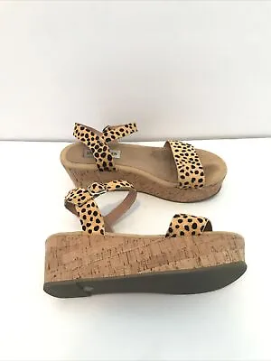 Steve Madden Womens Wedges Size 8 Cheetah Platform Sandals With Leather Upper • $18