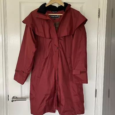 TARGET DRY XS RED JACKET MidLength Cape Tartan Lining Hood Zip/PoppersPocketsVGC • £16