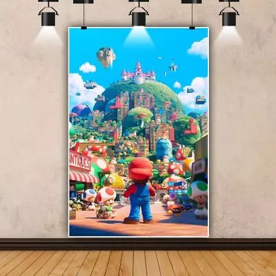 Super Mario Backdrop Birthday Baby Shower Background Party Banner Supplies Decor • $51.47