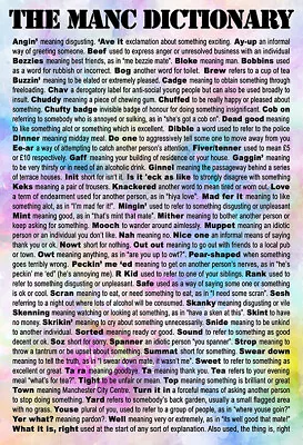 Manc Dictionary Manchester Slang Sayings Gift Art Print Canvas Picture Mcr Pink • £22.99