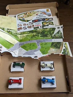 LLEDO 'BROOKLANDS' 4 Model Cars + Stickers Mint & Card Racetrack. Sunbeam MG Etc • £8.99