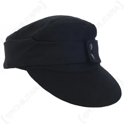 WW2 Repro German Panzer Crea M43 Ski Cap - Black Sun Peak Hat Soldier Uniform • $71.70