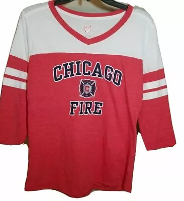 MLS Chicago Fire Women's 3/4 Sleeve V-Neck T-Shirt Small Or X-Large • $8.99