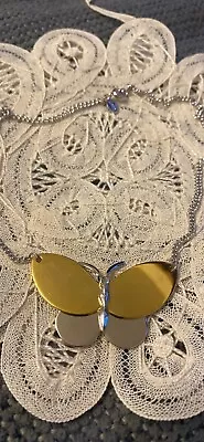 Vintage 1977 Avon Gold Silver Two Tone Butterfly Necklace Jewelry • $7