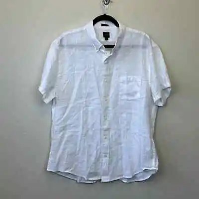  J Crew Men's Size Large White Short-sleeve Slim Fit Linen-blend Shirt NEW • $35