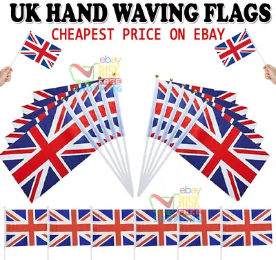 2023 Union Jack Flag Small Hand Waving British Royal Coronation Party Event UK • £168.99