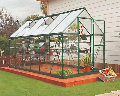 GARDEN GREENHOUSE POLYCARBONATE GREEN FRAME PALRAM 4ft 6ft 8ft 10ft 12ft 14ft • £549.94