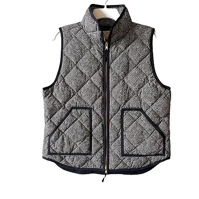 J. Crew Herringbone Print Excursion Quilted Puffer Down Filled Vest Large Black • $39