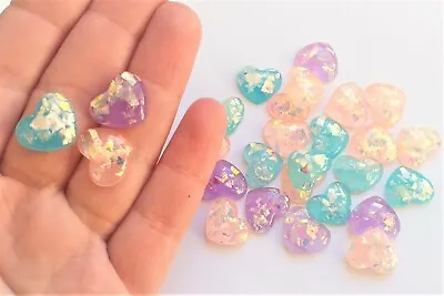 £10.99 • Buy Pastel Heart Cabochons, Decoden Charms, Slime Making, Crafts Supplies