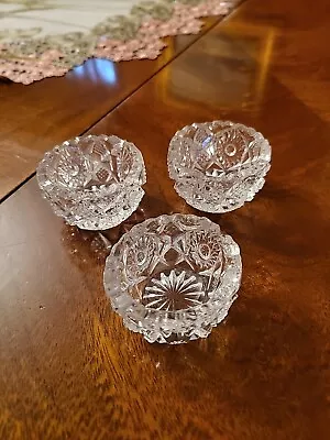 Vintage Brilliant Pressed Glass Individual Salt Cellars Set Of 3 • $6