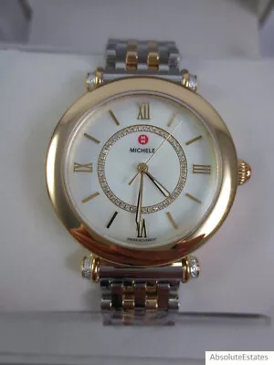 NEW Michele Two Tone Gold Silver Diamond Caber Mid Watch MWW16E000009 NIB +Box • $969.99