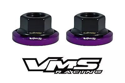 2 Vms Racing Strut Tower Dress Up Purple Washers & Black Flanged Nuts 10x1.25 • $15.88