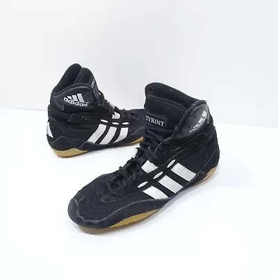 Vtg 2001 Adidas Tyrint Wrestling Shoes Black White Tan Bottoms Size 5.5 665364 • $39.99