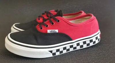 VANS Authentic Off The Wall Kids Unisex / Black & Red & White /  UK 2 EU 33 • £5