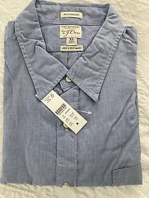 New W/tags J Crew Men's Dress Shirt Long Sleeve Blue Chambray Size XL Relaxed • $12
