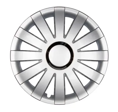 4x Premium Design Hubcaps   Onyx   16 Inch #44 Silver Chrome Ring • $147.07