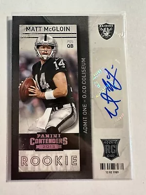 K132365 - 2013 Panini Contenders #197A Matt McGloin Auto RC • $20