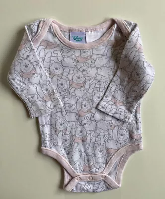 Disney Baby Girl Size 0-3 Months Pink Winnie The Pooh Long Sleeve Bodysuit VGUC • $5.57