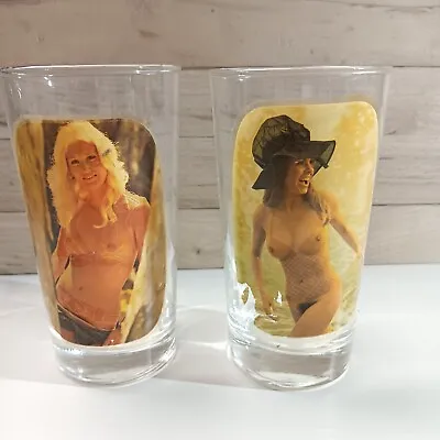 Vintage'70s Sip N Strip Peek A Boo Highball Bar Glass Spencer's Libby Pair • $27.95