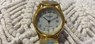 Analogue Cardinal Watch Clear Numbers Stretchy Band In Gold With Date Window • $75