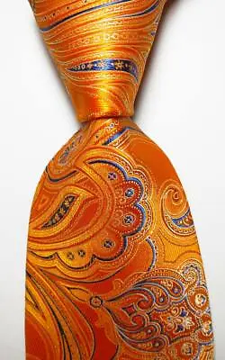 New Classic Paisley Gold Yellow Blue JACQUARD WOVEN Silk Men's Tie Necktie • $8.99